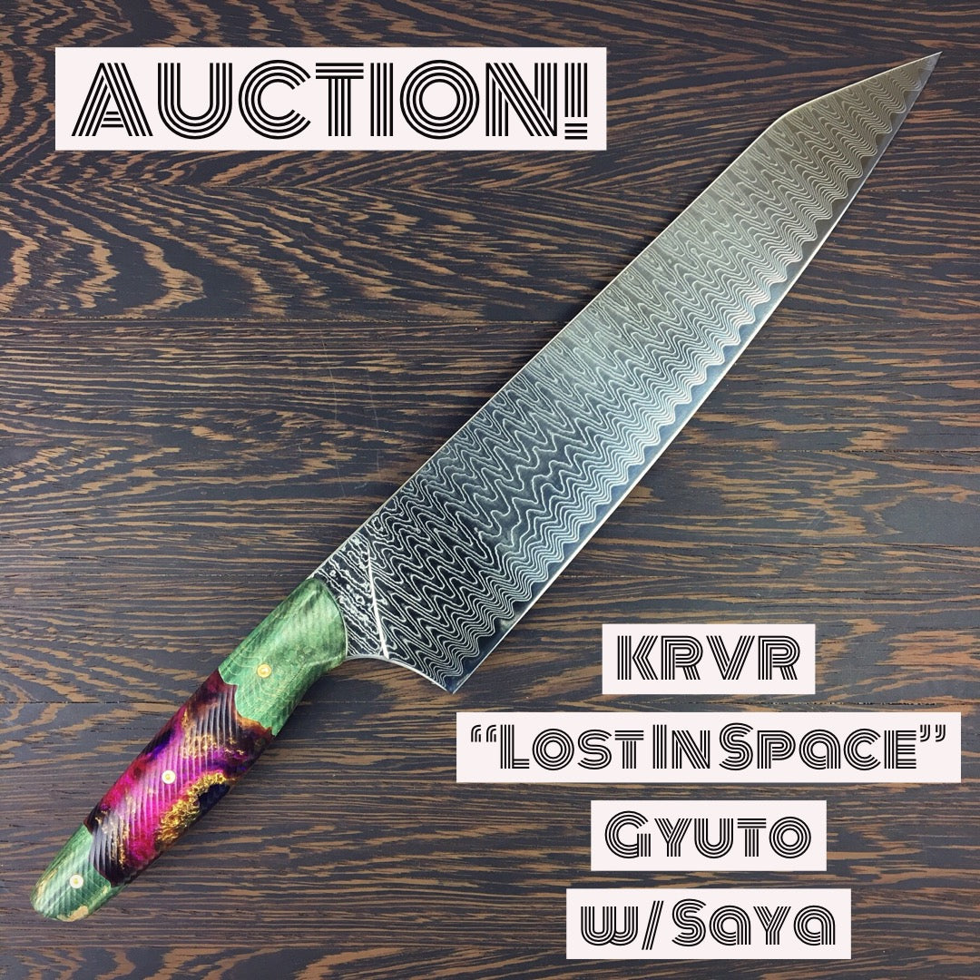 Gyuto K-tip 10in Chef&#39;s Knife - Lost in Space - Radiowave Damascus - SOLD