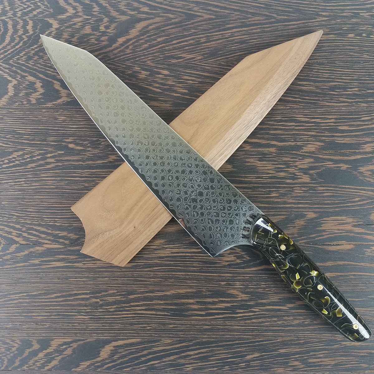 ShoxVox - 10in (254mm) Damascus Gyuto - Dragonscale - Smooth Handle