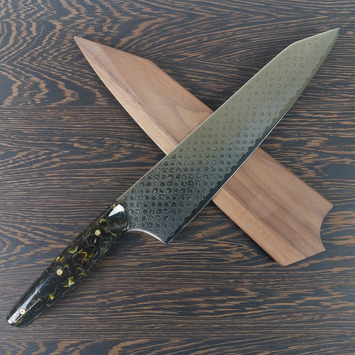 ShoxVox - 10in (254mm) Damascus Gyuto - Dragonscale - Smooth Handle