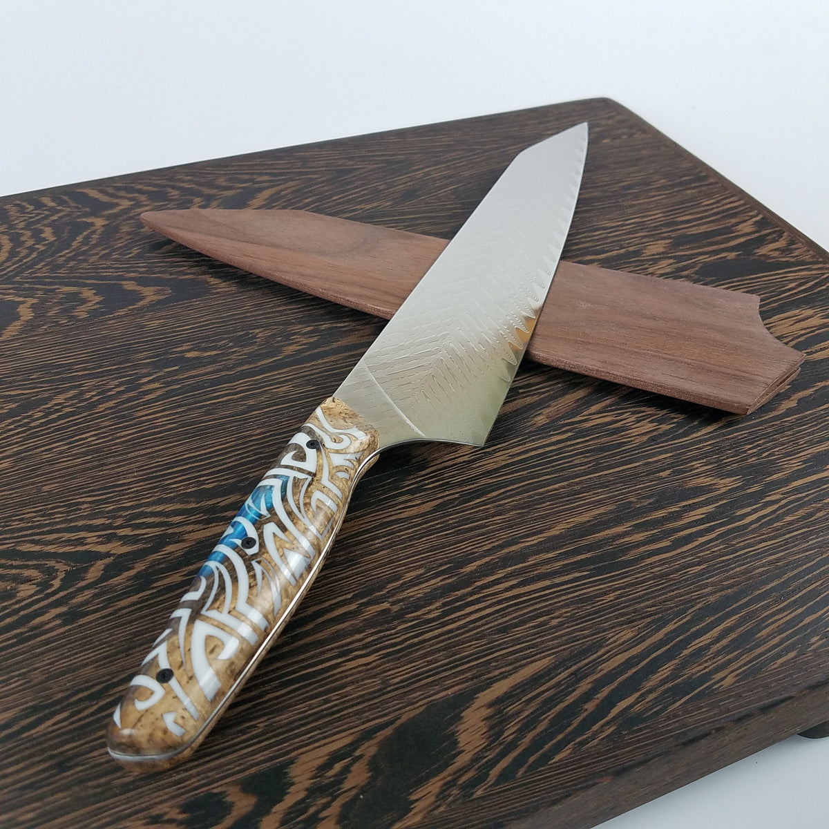 Prometheus - 10in (254mm) Damascus Gyuto - Feather - Smooth Handle