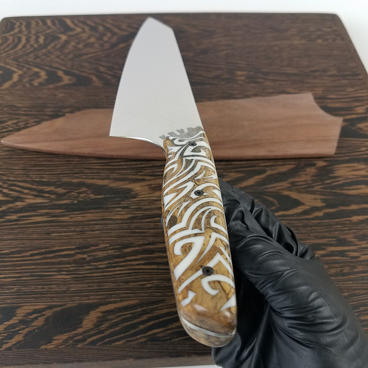 Prometheus - 10in (254mm) Damascus Gyuto - Feather - Smooth Handle