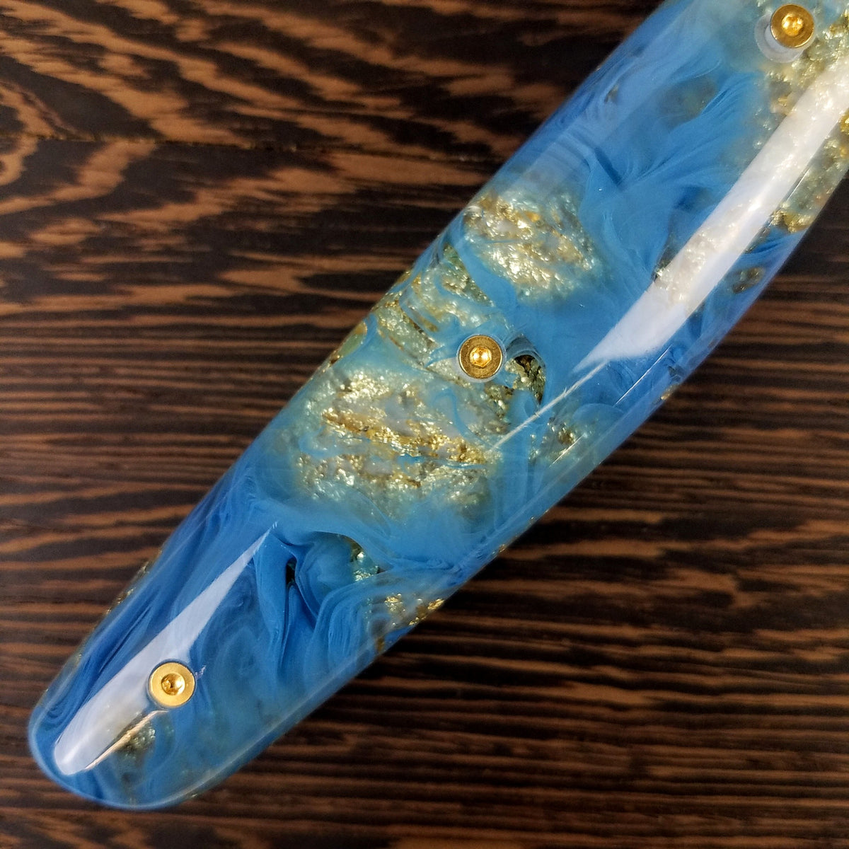 Tiffany Blue (Azure) - 10in (254mm) Damascus Gyuto - Raindrop - Smooth Handle