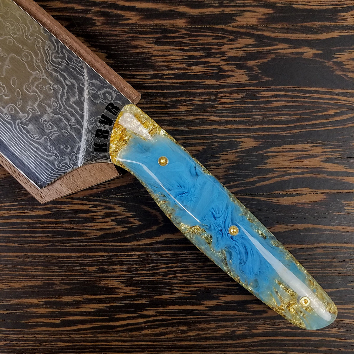 Tiffany Blue (Baby) - 10in (254mm) Damascus Gyuto - Raindrop - Smooth Handle