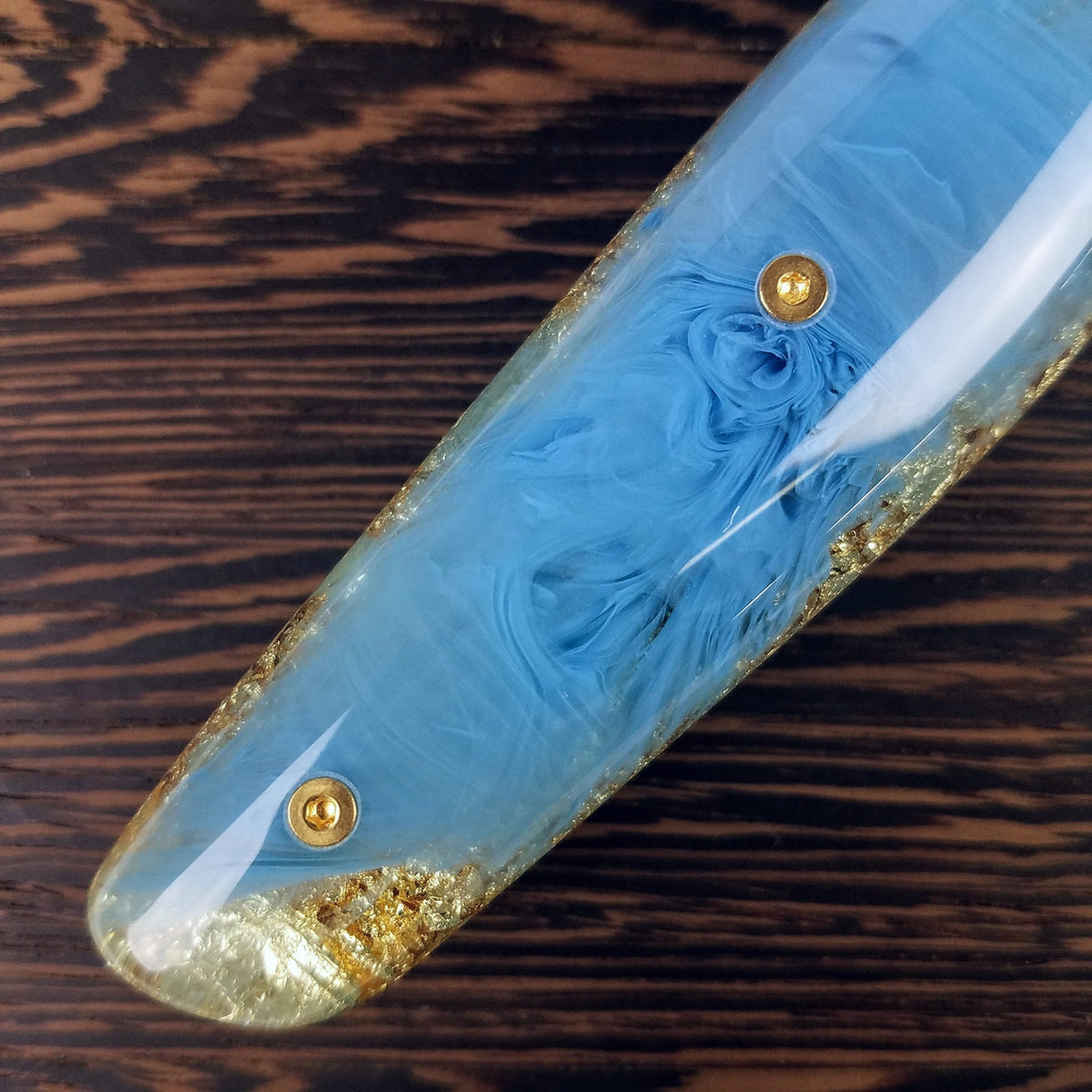 Tiffany Blue (Baby) - 10in (254mm) Damascus Gyuto - Raindrop - Smooth Handle