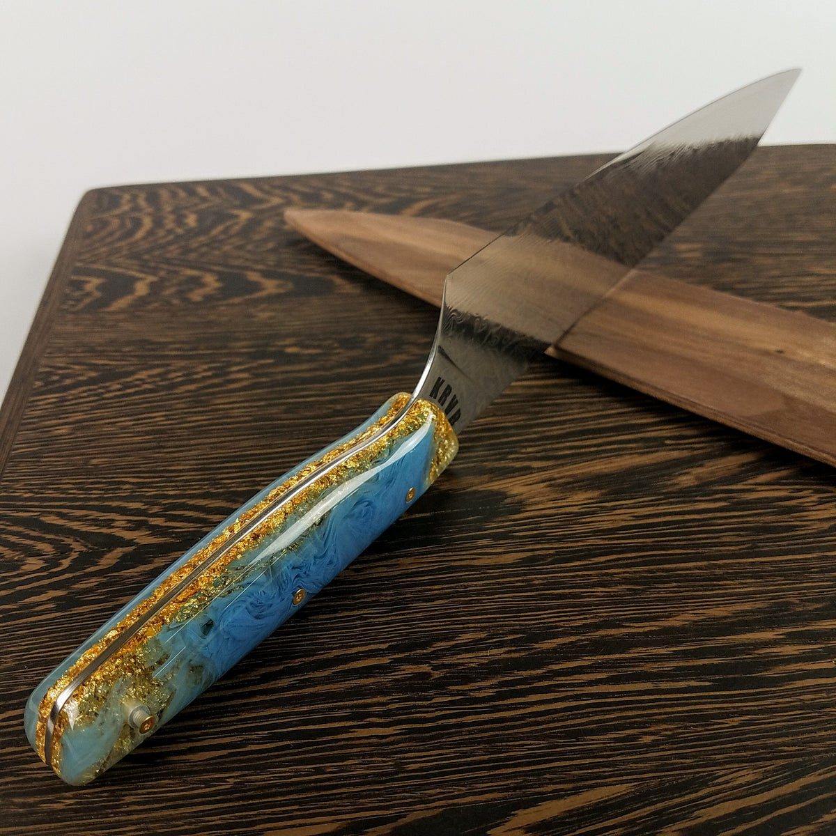 Tiffany Blue (Baby) - 10in (254mm) Damascus Gyuto - Raindrop - Smooth Handle