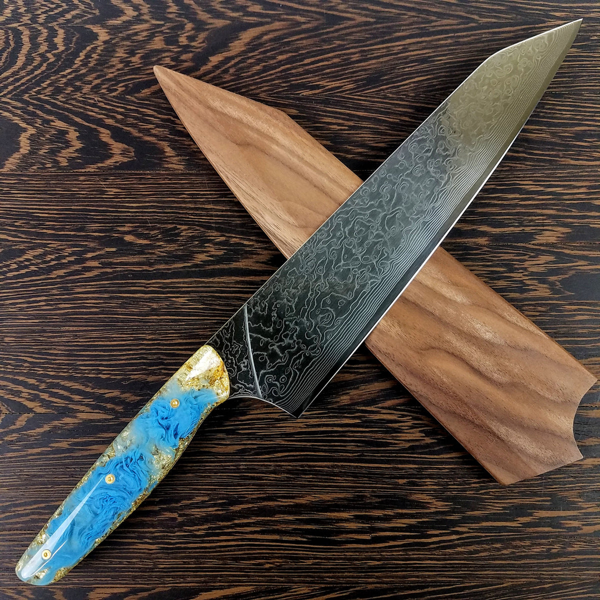 Breakfast at Tiffany&#39;s - 10in (254mm) Damascus Gyuto - Raindrop - Smooth Handle