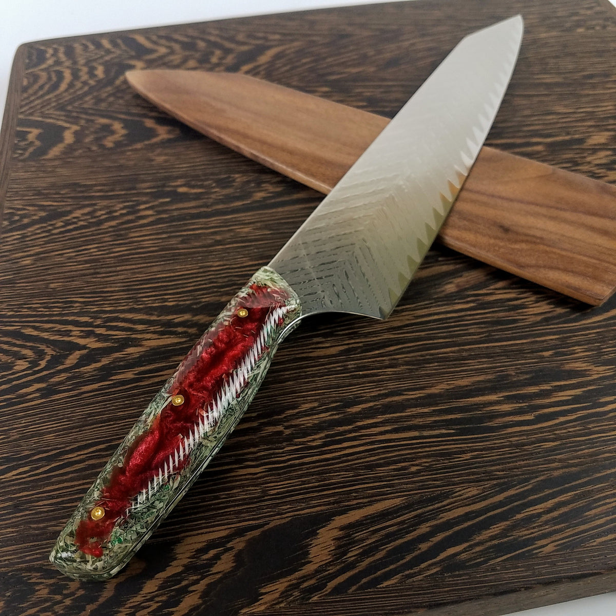 Blood Money - 10in (254mm) Damascus Gyuto - Sawtooth - Wavy Handle