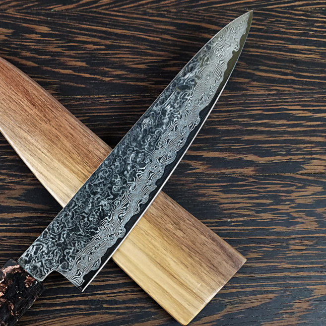 Petty 6in (150mm) Culinary Knife BLADE ONLY - Tsuchimi (Hammered) Damascus