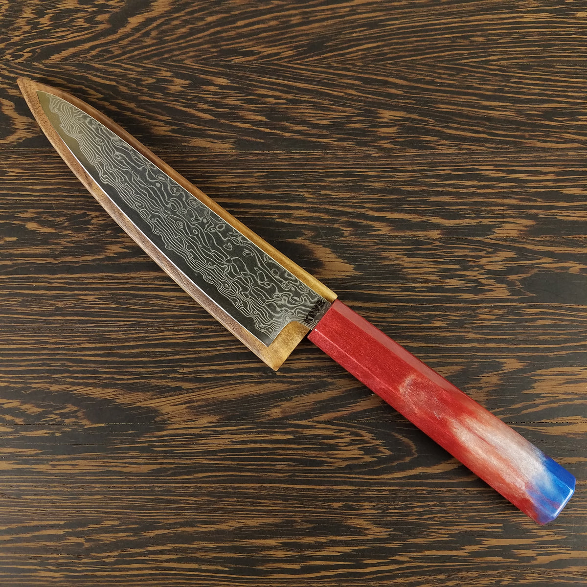 Red, White &amp; Blue - 6in (150mm) Damascus Petty Culinary Knife