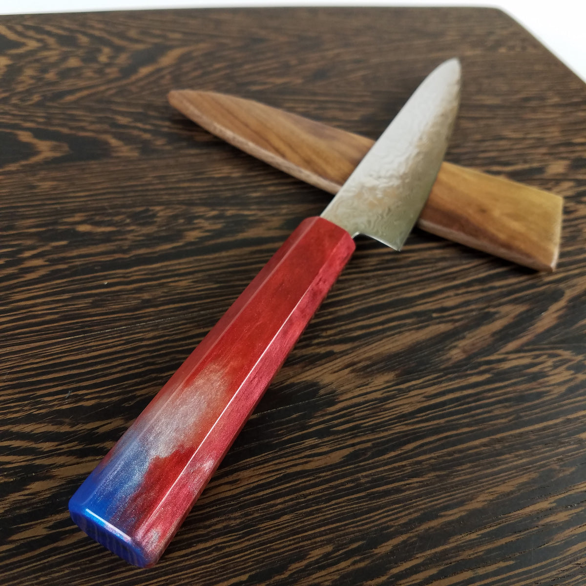 Red, White &amp; Blue - 6in (150mm) Damascus Petty Culinary Knife