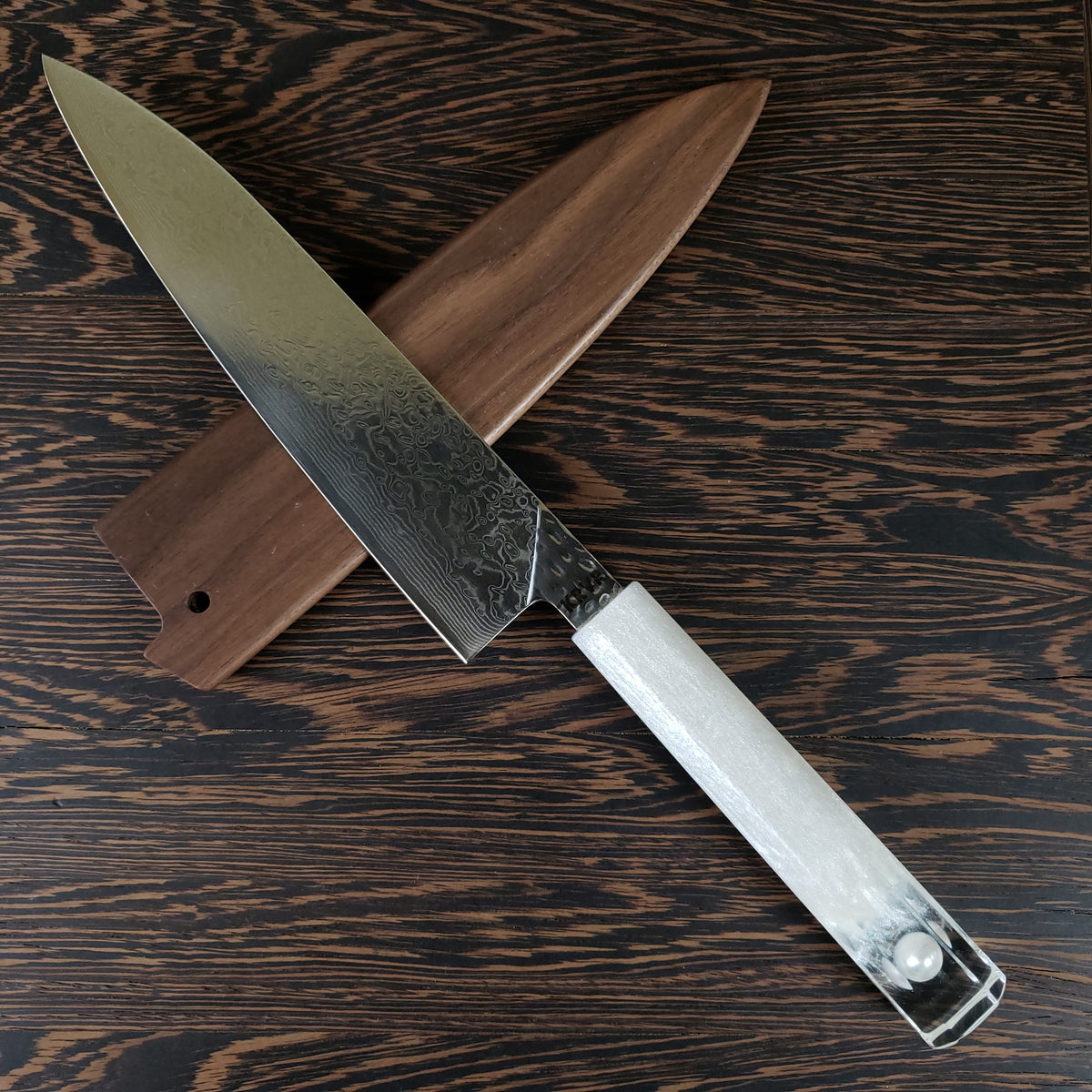 Pearl Frost - 210mm (8.25in) Damascus Gyuto Chef Knife with Pearl