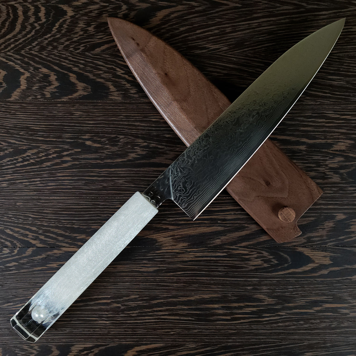 Pearl Frost - 210mm (8.25in) Damascus Gyuto Chef Knife with Pearl