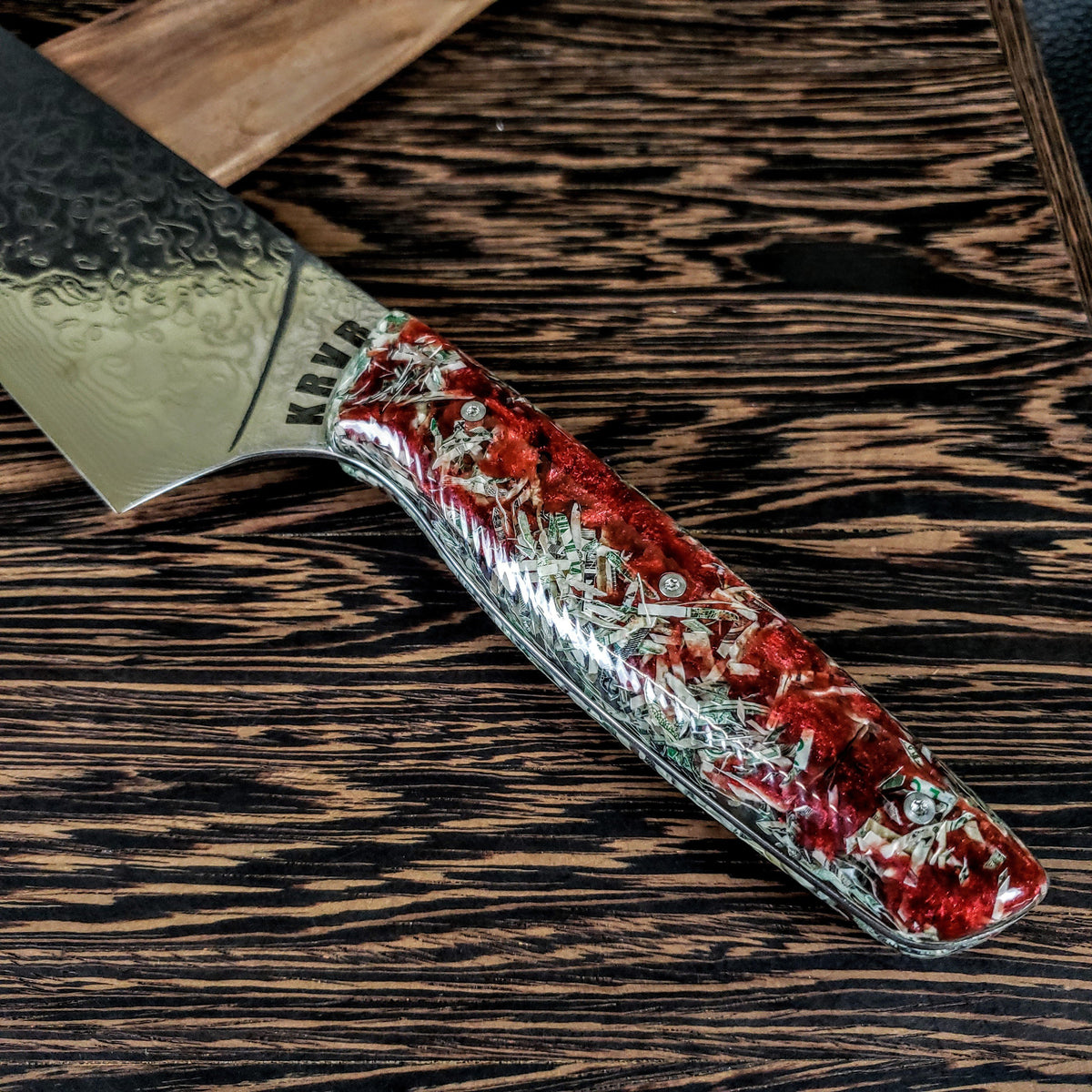 Blood Money - 10in (254mm) Damascus Gyuto - Raindrop - Wavy Handle