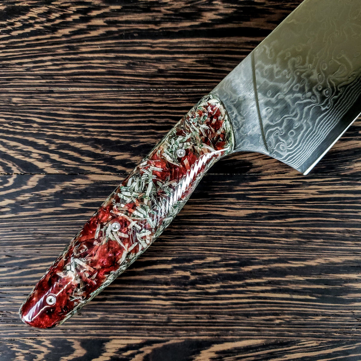 Blood Money - 10in (254mm) Damascus Gyuto - Raindrop - Wavy Handle