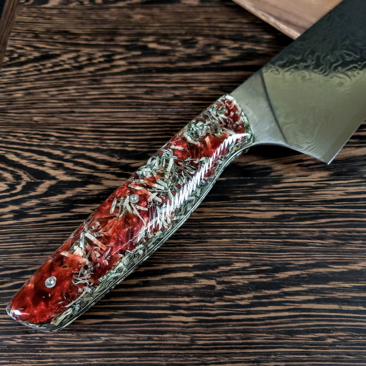 Blood Money - 10in (254mm) Damascus Gyuto - Raindrop - Wavy Handle