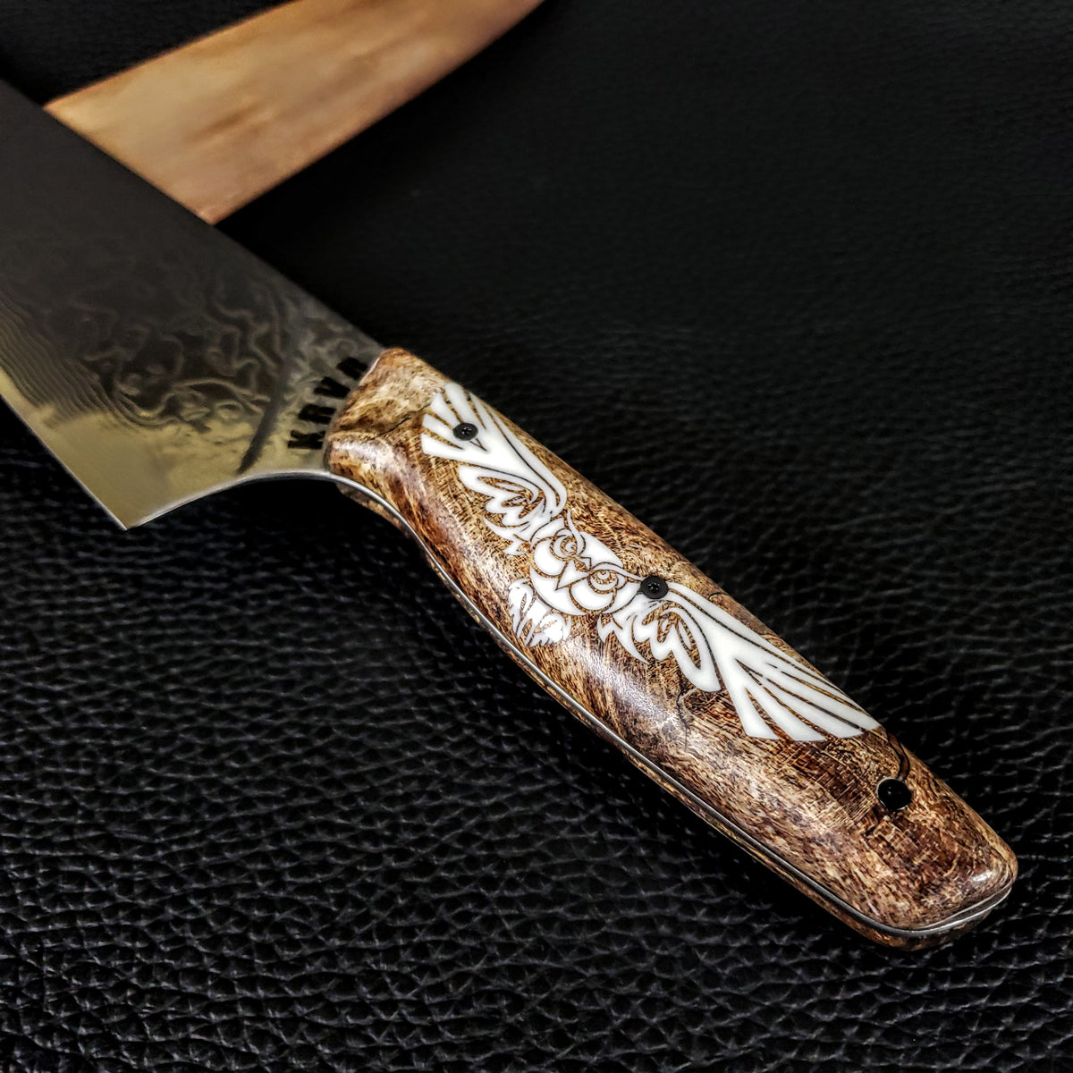 Dueling Spirits II - Gyuto K-tip 10in Chef&#39;s Knife - Raindrop Damascus