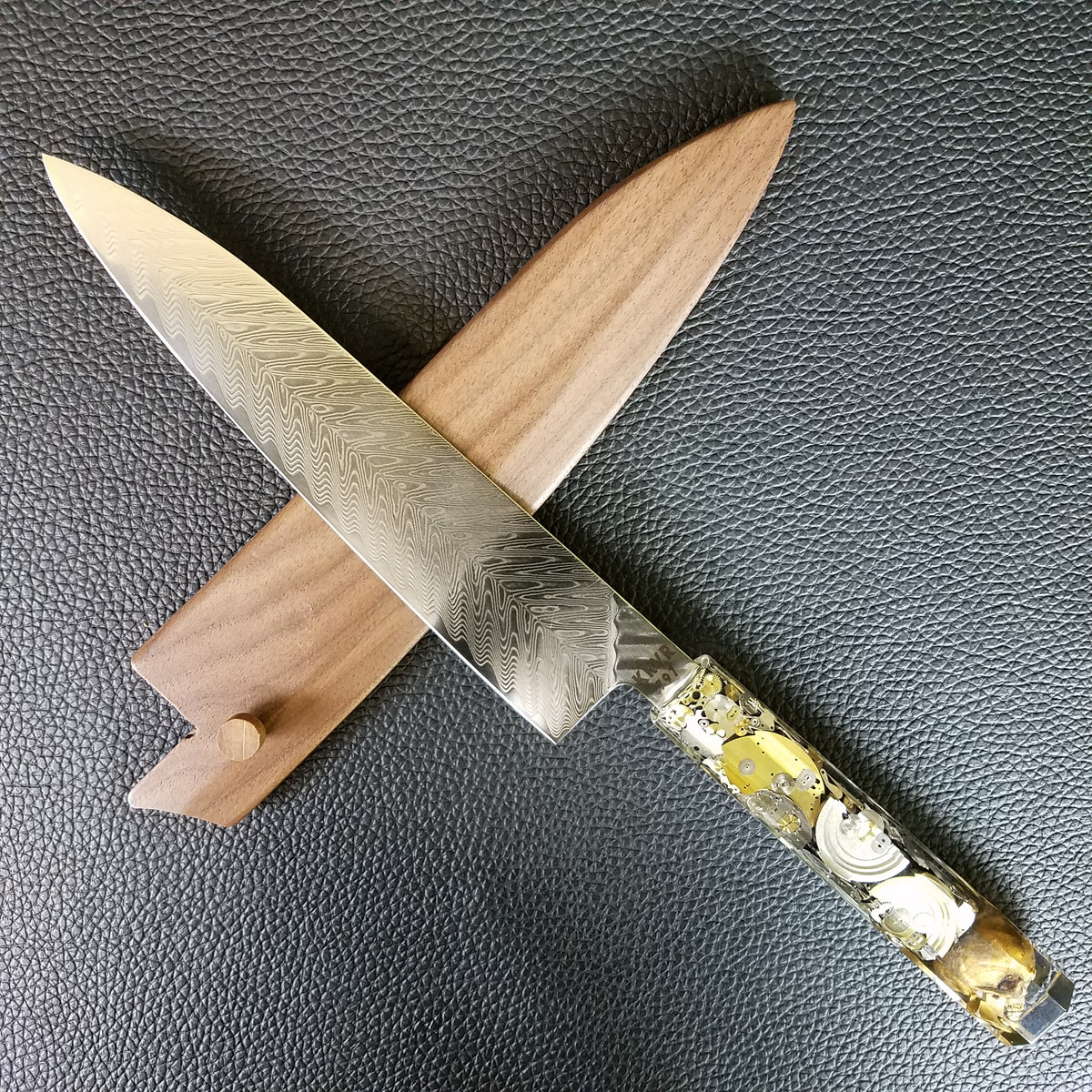 Father Time [Gold] - 210mm (8.25in) Sawtooth Damascus Gyuto Chef Knife