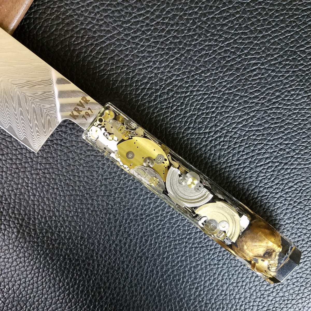 Father Time [Gold] - 210mm (8.25in) Sawtooth Damascus Gyuto Chef Knife