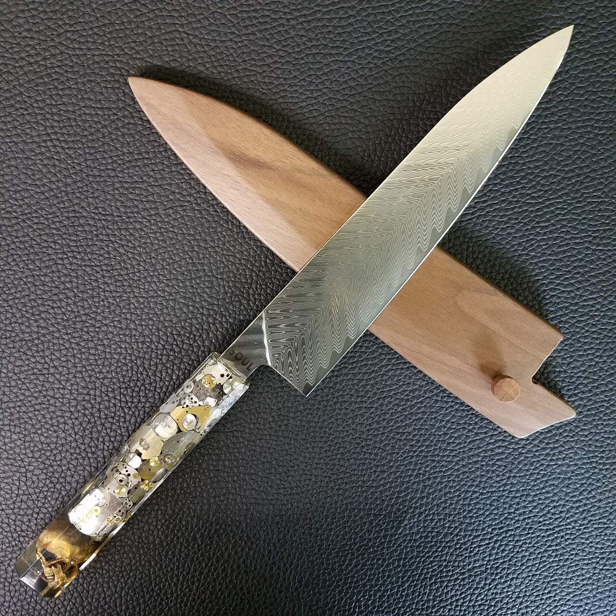 Father Time [Gold] - 210mm (8.25in) Sawtooth Damascus Gyuto Chef Knife