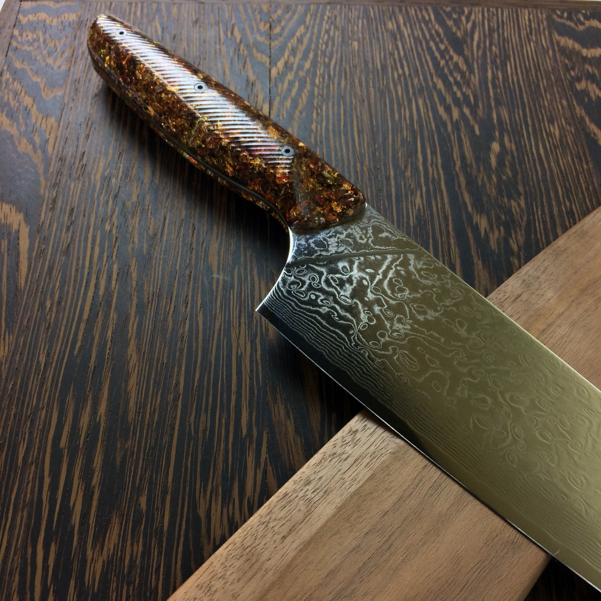 Indian Summer - 10&quot; Damascus - Gyuto - Pattern - Wavy Handle