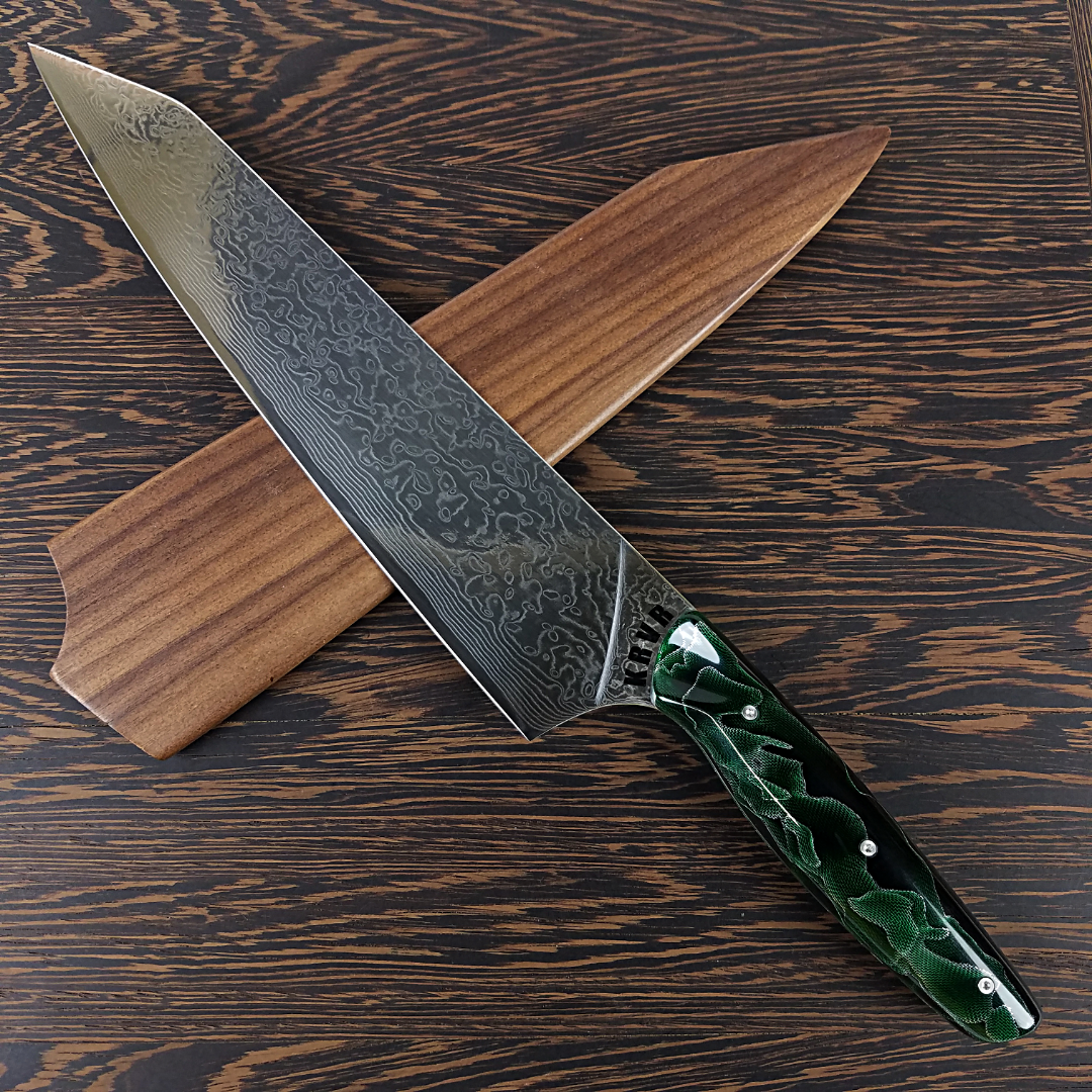 Gravity&#39;s Matrix - 10in (254mm) Damascus Gyuto - Raindrop - Smooth Handle