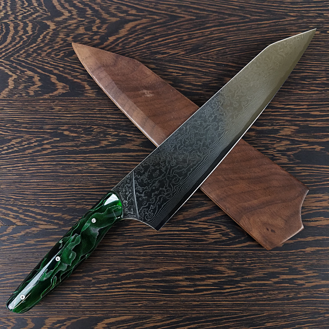 Gravity&#39;s Matrix - 10in (254mm) Damascus Gyuto - Raindrop - Smooth Handle