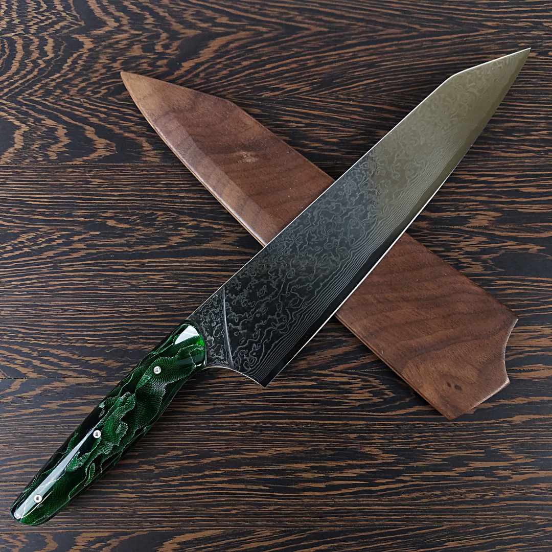 Gravity's Matrix - 10in (254mm) Damascus Gyuto - Raindrop - Smooth Handle