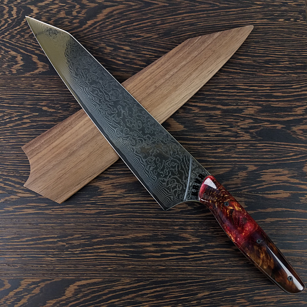 Dante&#39;s Inferno - 10in (254mm) Damascus Gyuto - Raindrop - Smooth Handle