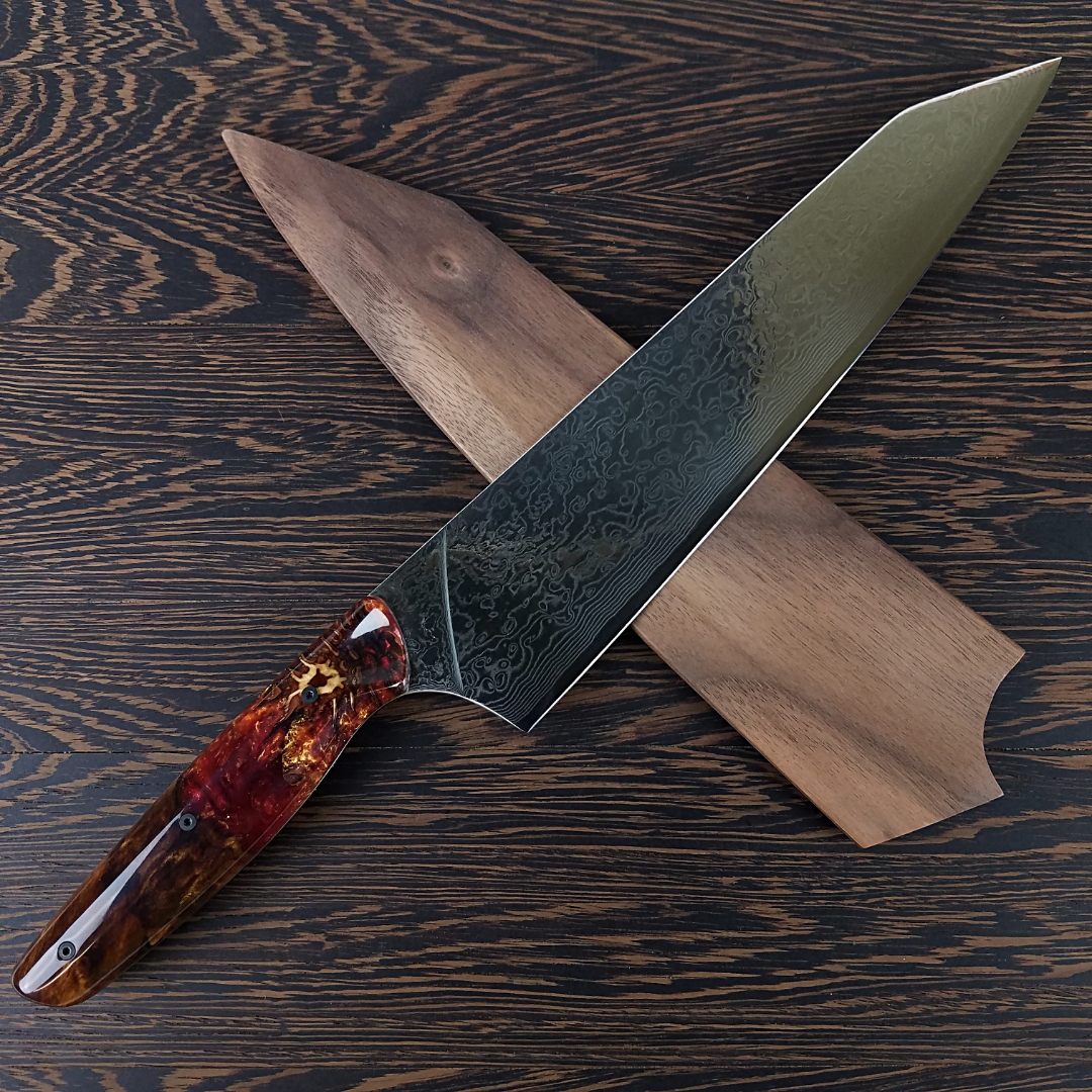 Dante&#39;s Inferno - 10in (254mm) Damascus Gyuto - Raindrop - Smooth Handle