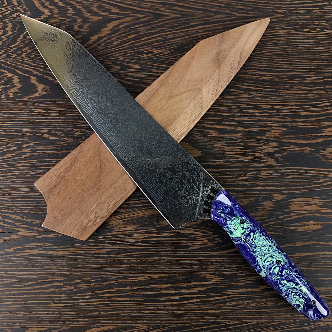 Blue Planet - 10in (254mm) Damascus Gyuto - Raindrop - Smooth Handle