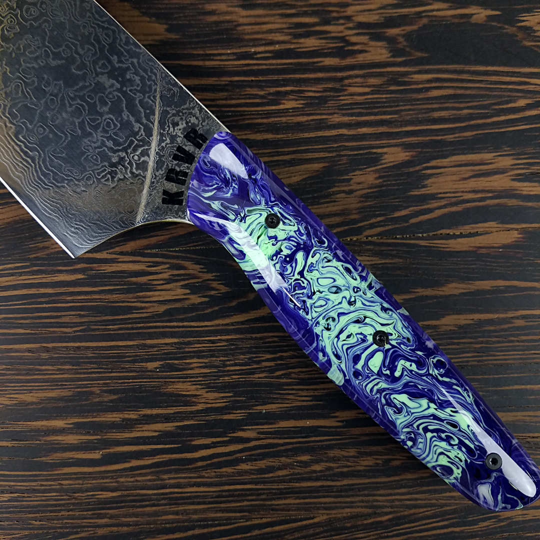 Blue Planet - 10in (254mm) Damascus Gyuto - Raindrop - Smooth Handle