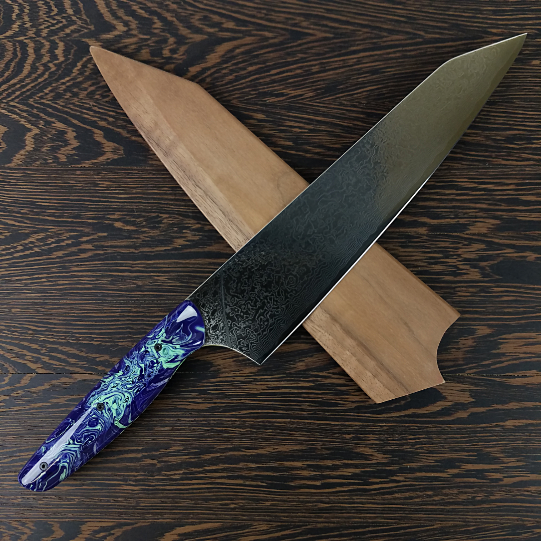 Blue Planet - 10in (254mm) Damascus Gyuto - Raindrop - Smooth Handle