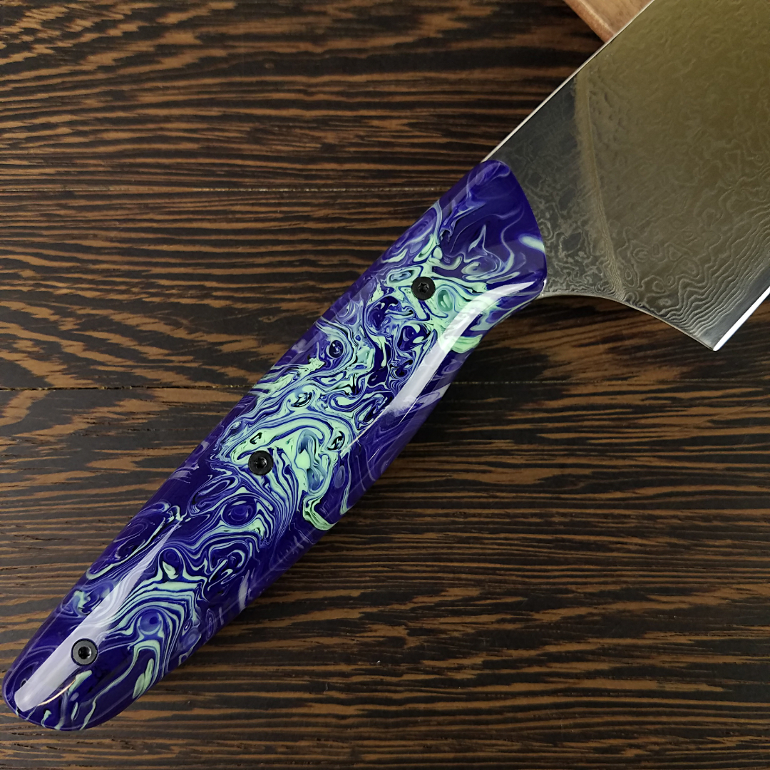 Blue Planet - 10in (254mm) Damascus Gyuto - Raindrop - Smooth Handle