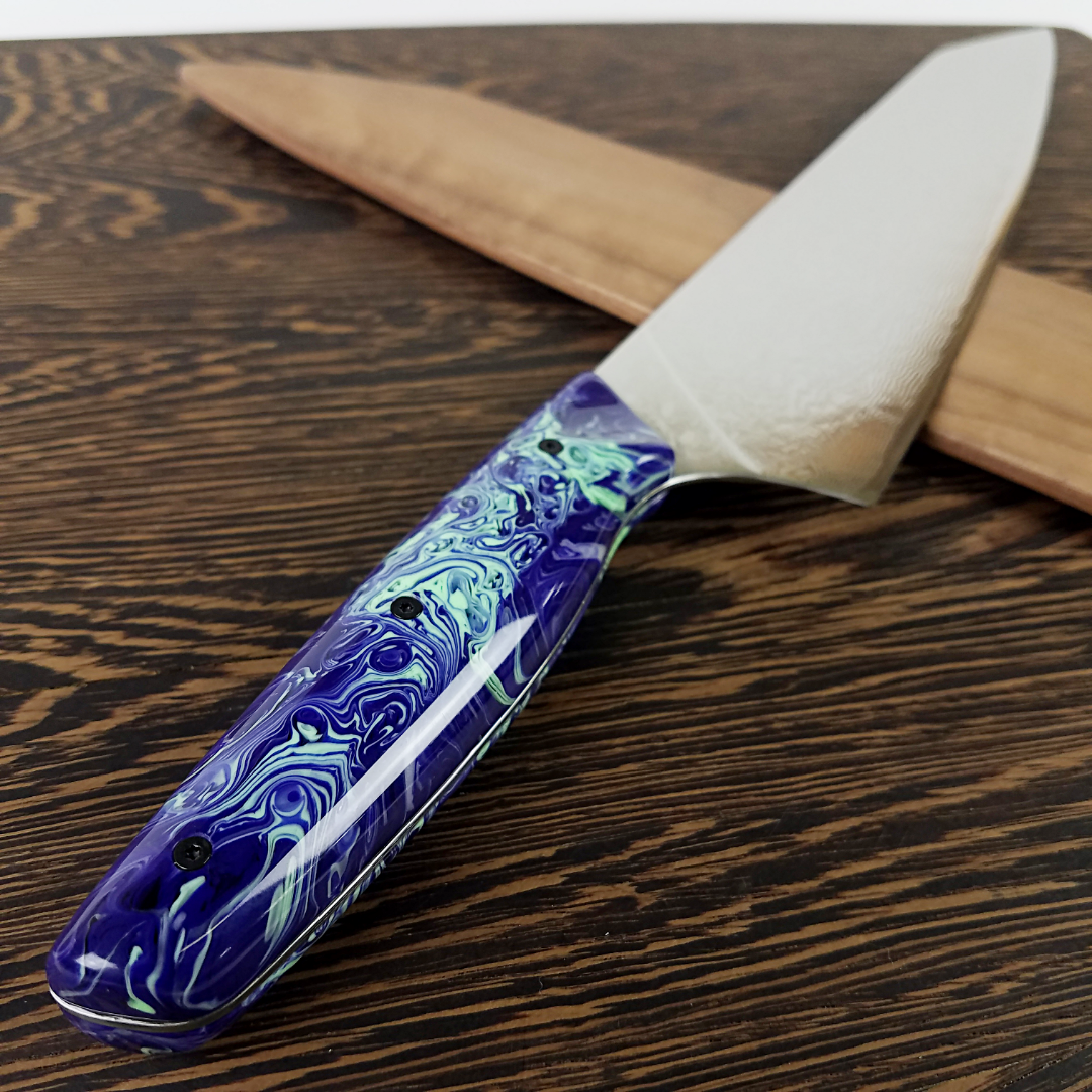 Blue Planet - 10in (254mm) Damascus Gyuto - Raindrop - Smooth Handle