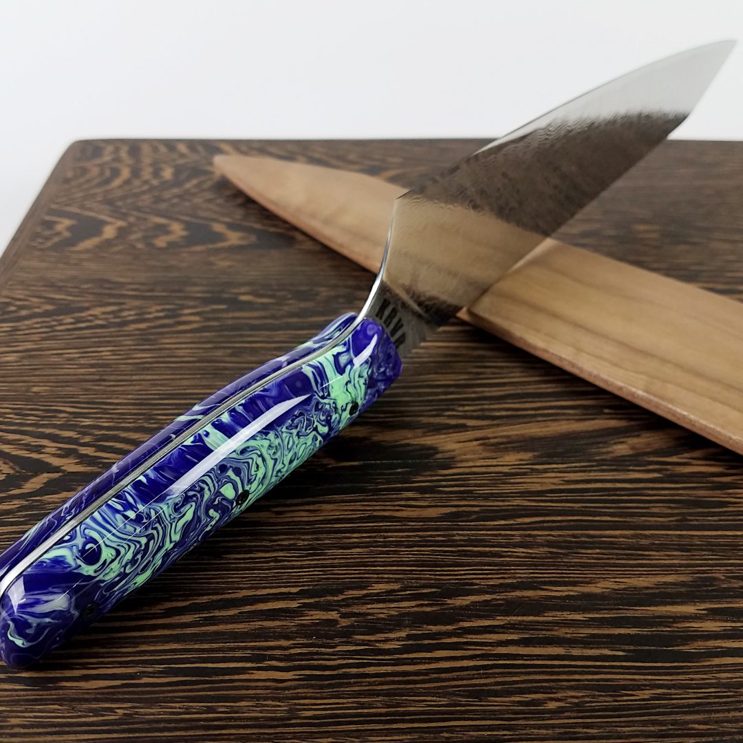 Blue Planet - 10in (254mm) Damascus Gyuto - Raindrop - Smooth Handle