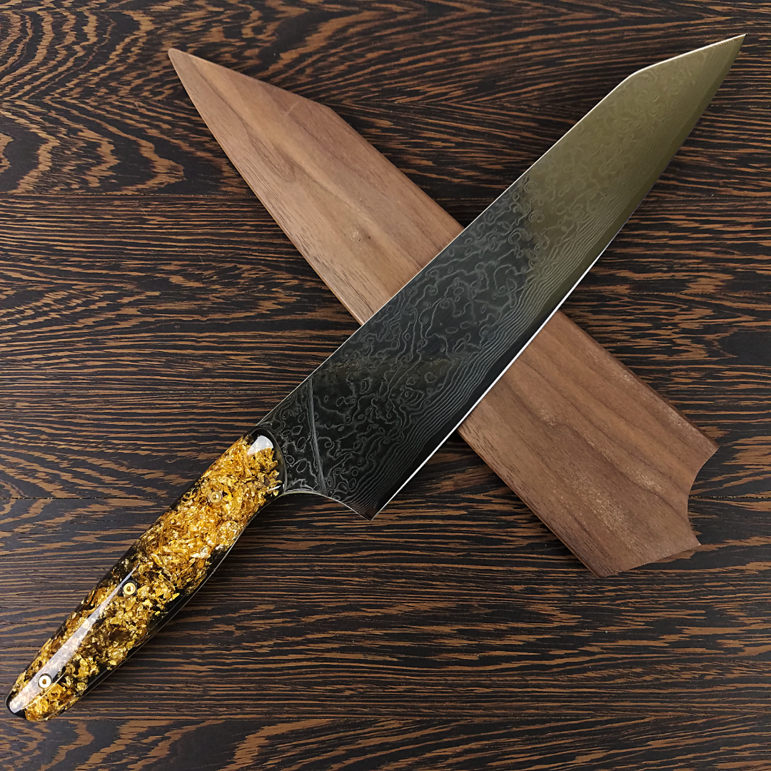 Kurogane Ame - 10in (254mm) Damascus Gyuto - Raindrop - Smooth Handle