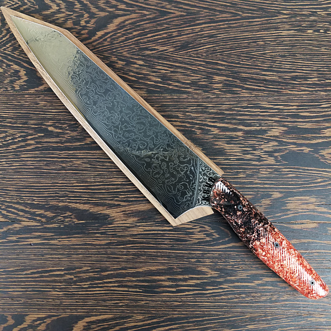 King Copper - 10in (254mm) Damascus Gyuto - Raindrop - Wavy Handle