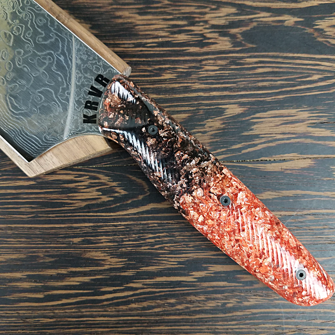 King Copper - 10in (254mm) Damascus Gyuto - Raindrop - Wavy Handle