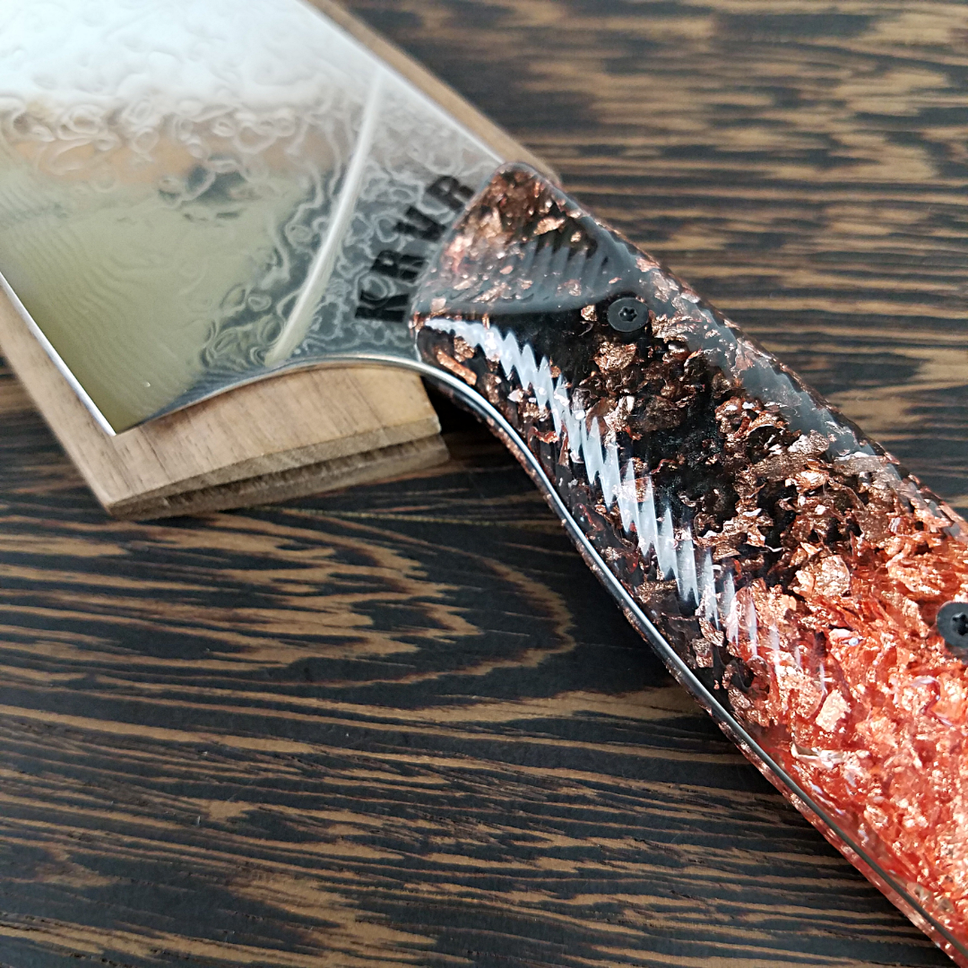 King Copper - 10in (254mm) Damascus Gyuto - Raindrop - Wavy Handle