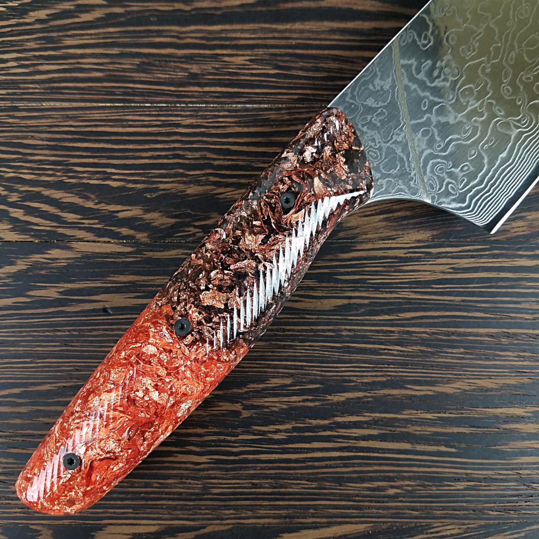 King Copper - 10in (254mm) Damascus Gyuto - Raindrop - Wavy Handle