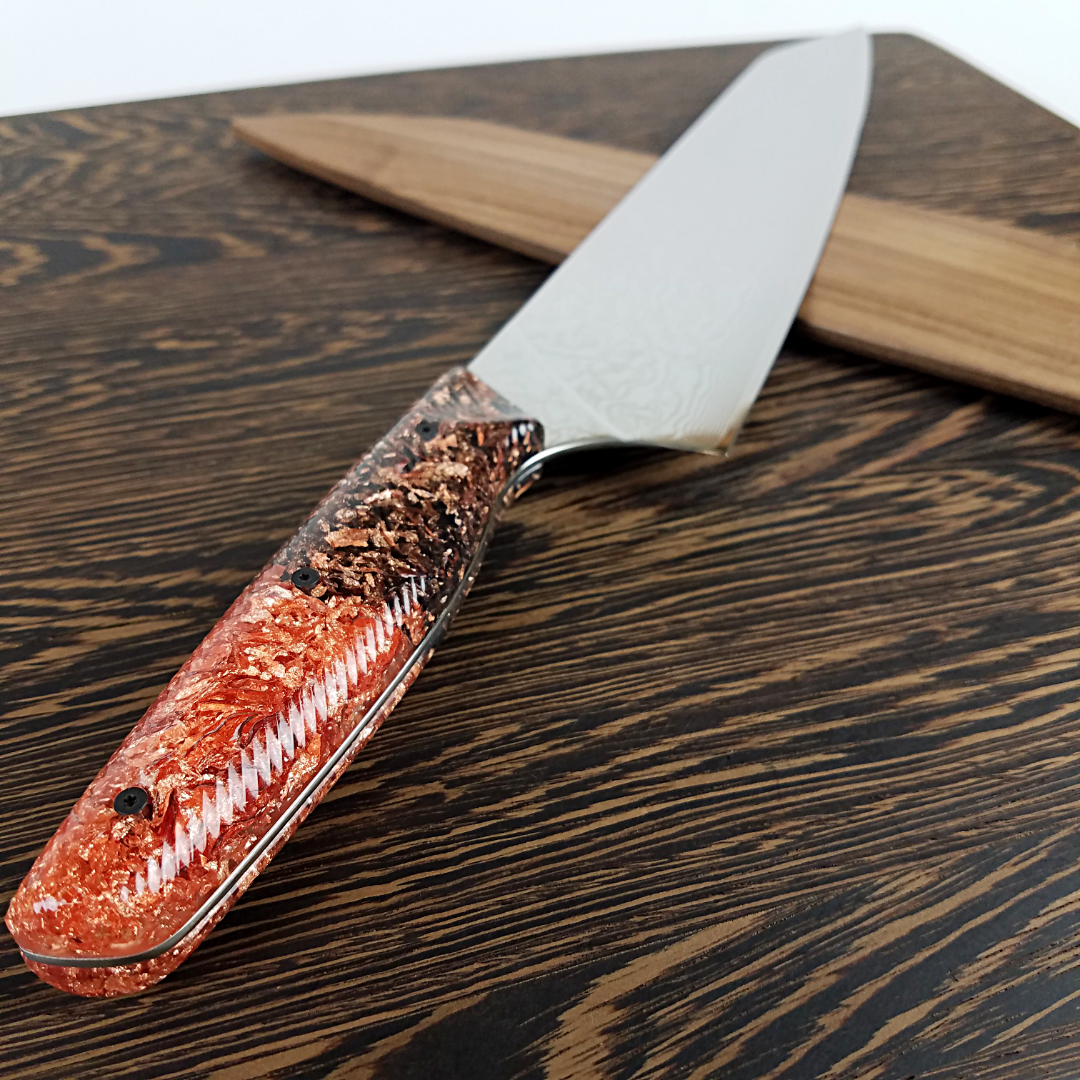 King Copper - 10in (254mm) Damascus Gyuto - Raindrop - Wavy Handle