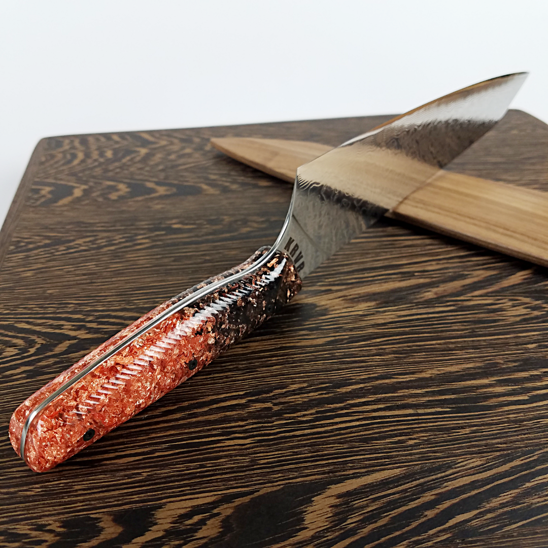King Copper - 10in (254mm) Damascus Gyuto - Raindrop - Wavy Handle