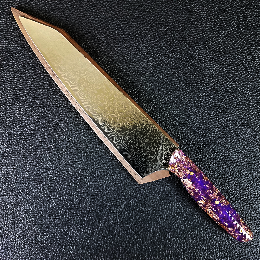 Purple Reign - 10in (254mm) Damascus Gyuto - Raindrop - Wavy Handle