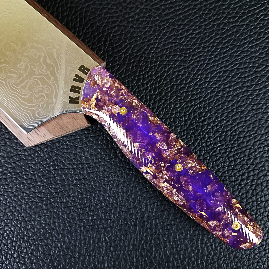 Purple Reign - 10in (254mm) Damascus Gyuto - Raindrop - Wavy Handle