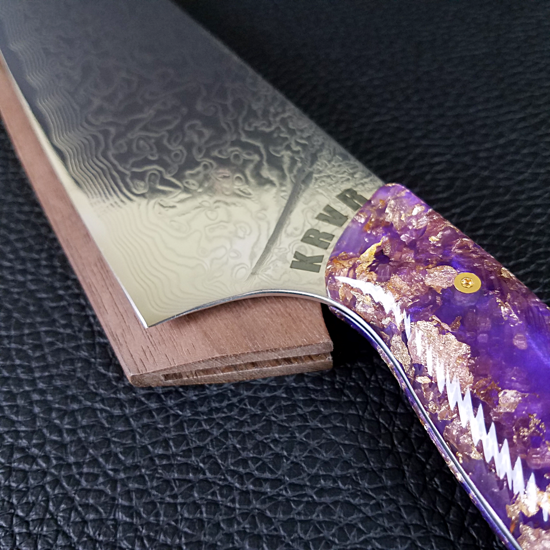 Purple Reign - 10in (254mm) Damascus Gyuto - Raindrop - Wavy Handle