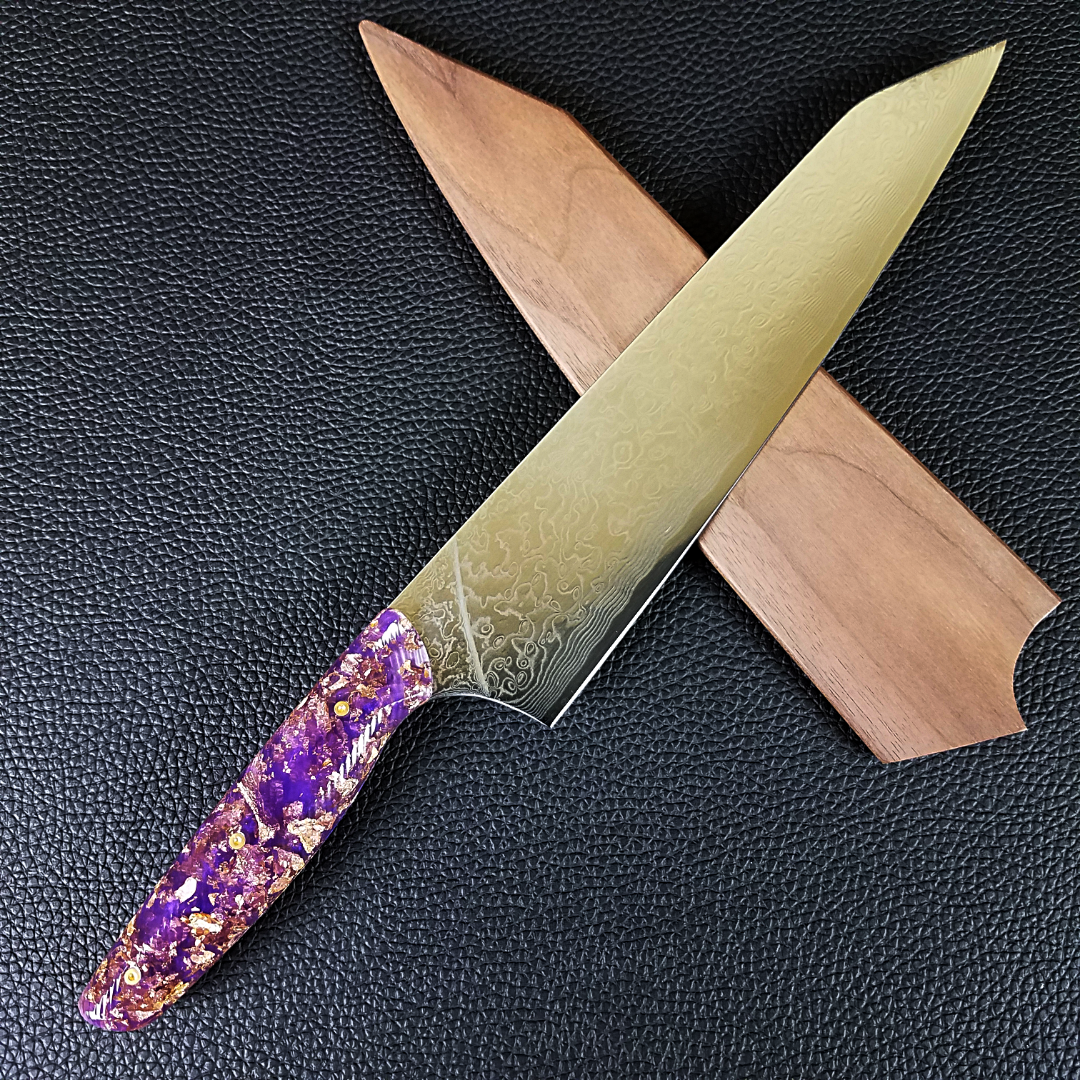 Purple Reign - 10in (254mm) Damascus Gyuto - Raindrop - Wavy Handle