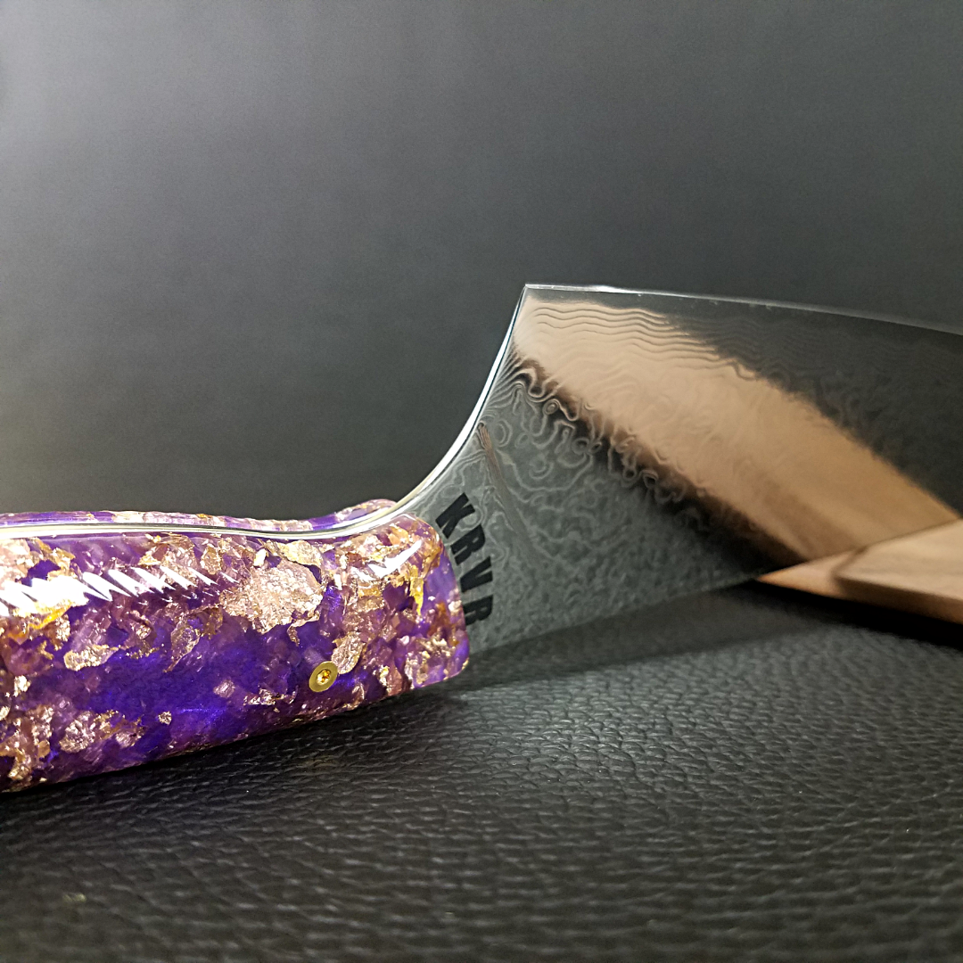 Purple Reign - 10in (254mm) Damascus Gyuto - Raindrop - Wavy Handle