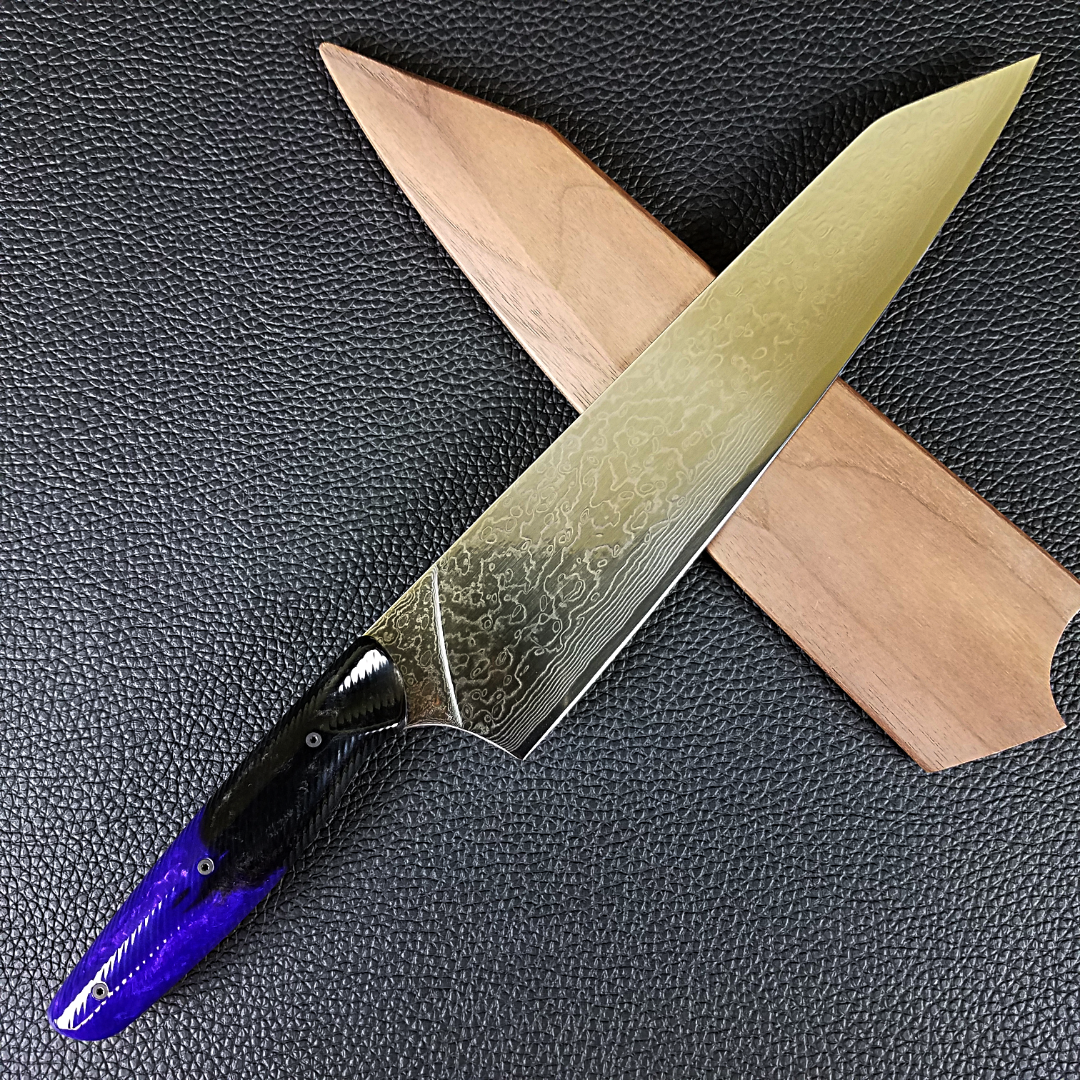 Violet Night - 10in (254mm) Damascus Gyuto - Raindrop - Wavy Handle