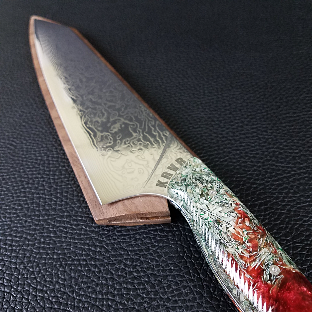 Plata o Plomo - 10in (254mm) Damascus Gyuto - Raindrop - Wavy Handle