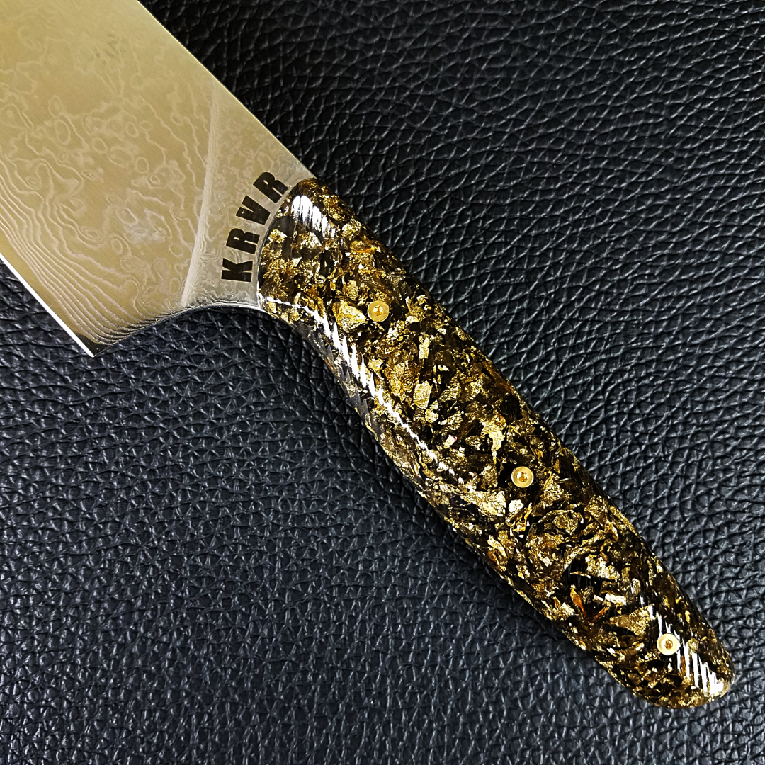 Black Gold - 10in (254mm) Damascus Gyuto - Raindrop - Wavy Handle